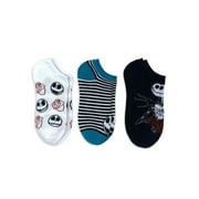 Nightmare Before Christmas Women's Print No Show Socks, 3-Pack, Shoe Size 4-10